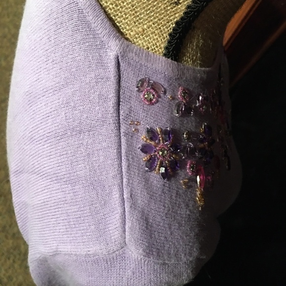 GEORGE Jeweled/Beaded SPRING SUMMER Cardigan, LAVENDER, Women’s Size M - Picture 4 of 10